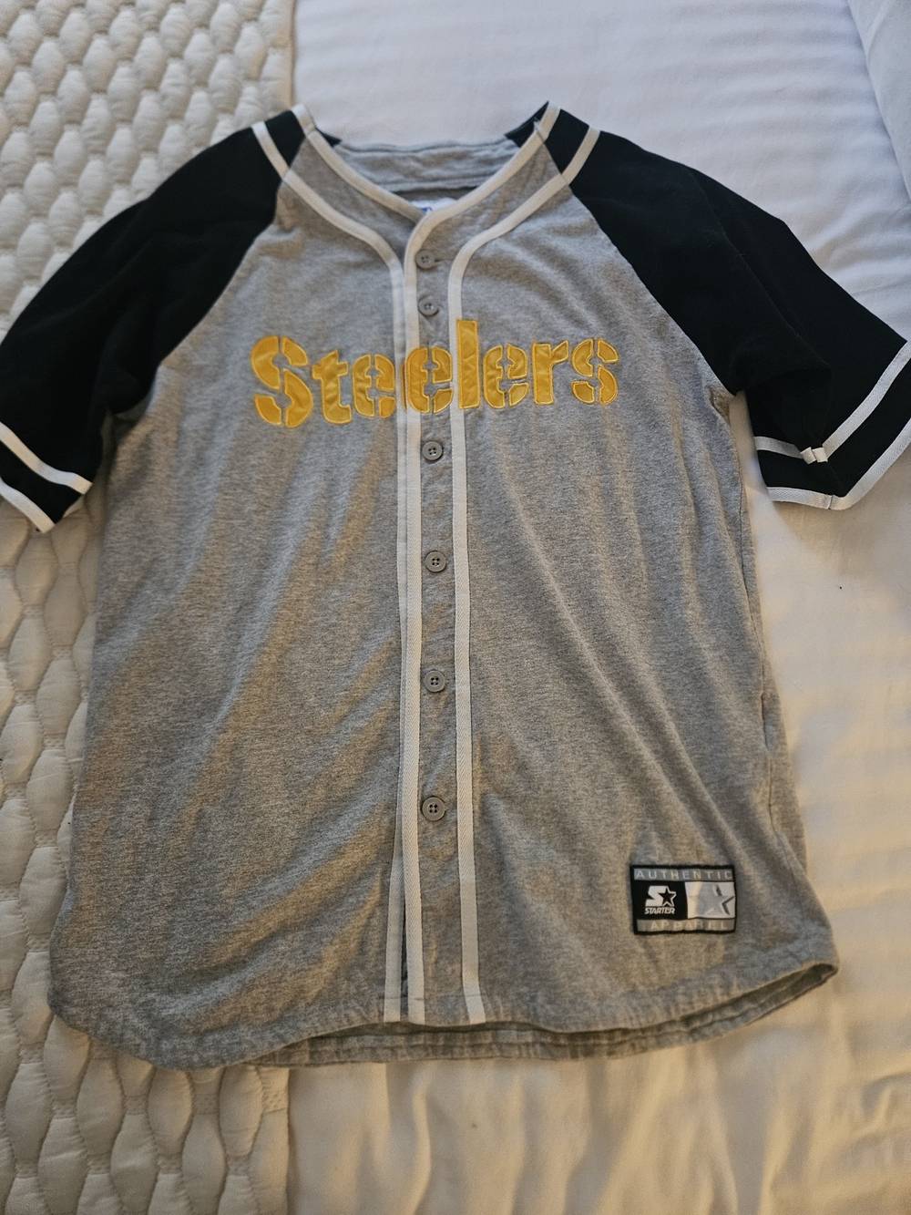 Steelers Gray & Black  Baseball-Style Shirt